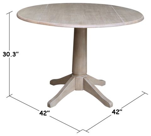 42" Round Dual Drop Leaf Pedestal Table - 30.3 "H - Farmhouse - Dining Tables - By International ... in The Versatile 42" Round Pedestal Table Your Dining Area Needs